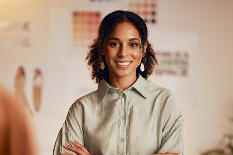 small retailer woman smiling